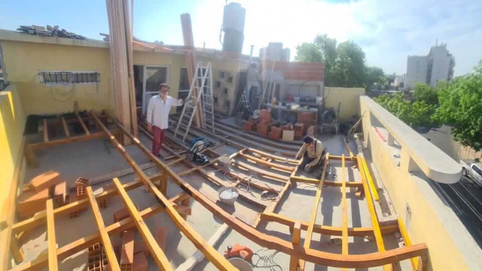 Terraza en proceso de construcción.